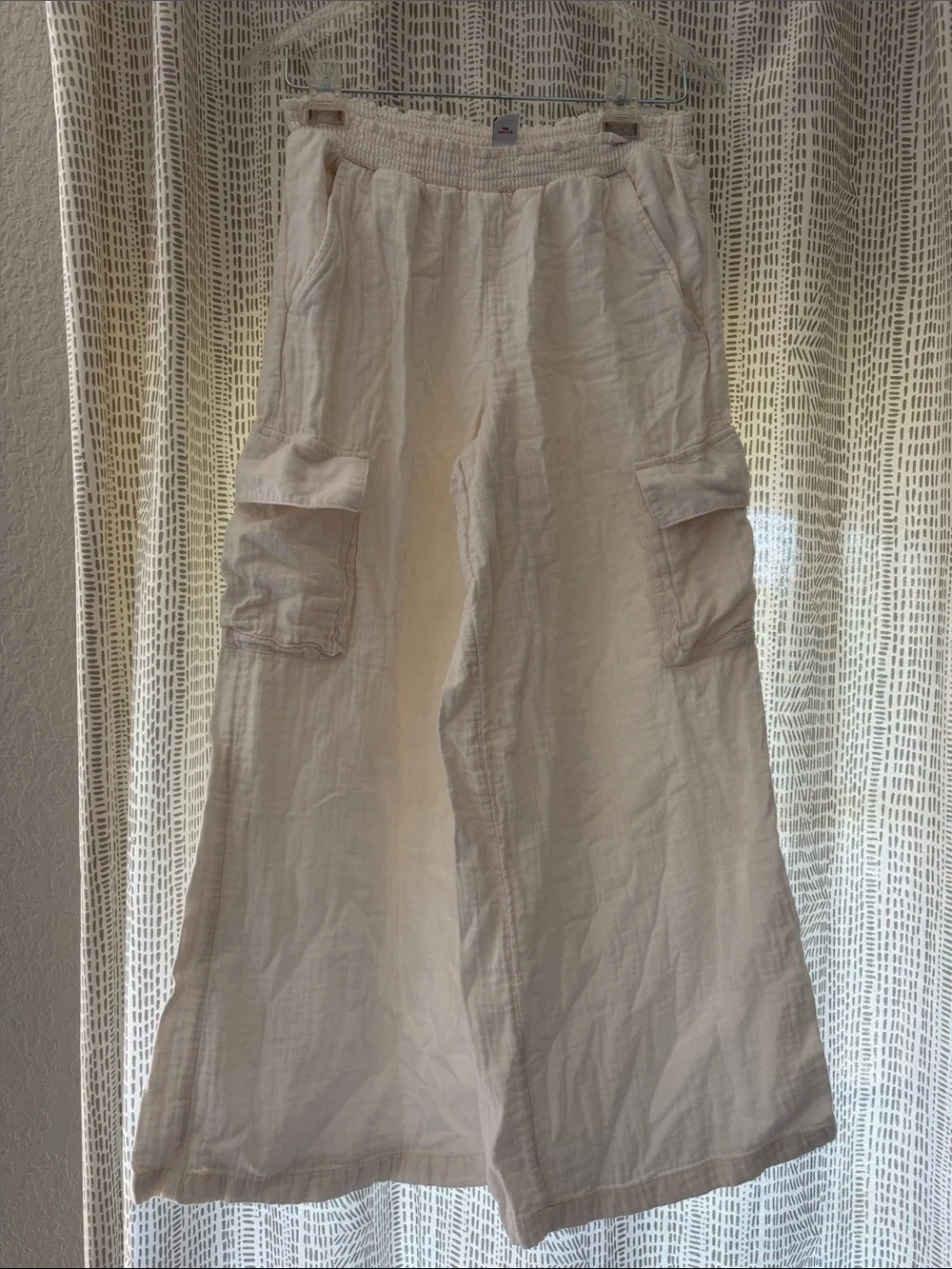 Girls Wide-Leg Cargo Linen Pants
